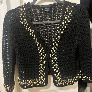 Vintage Crochet Sweater with wooden beading. Made in Italy.